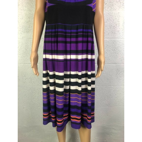 R&M Richards Purple, Black, White And Orange Sleeveless A-Line Dress Size 14 - Picture 2 of 9